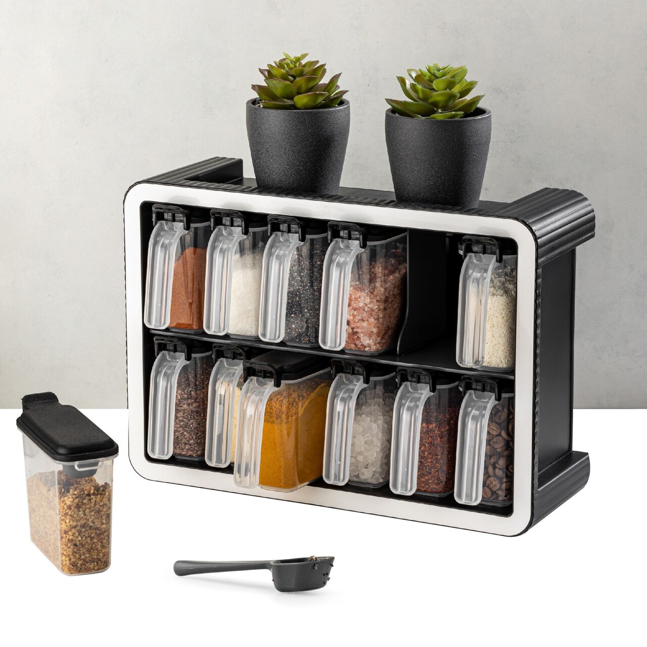 Set recipiente pentru condimente, Hermia, 964FRM5626, Dimensiune: 4,5 x 10 x 8,7 cm / 250 ml (12 bucăți), Antracit - imagine 6